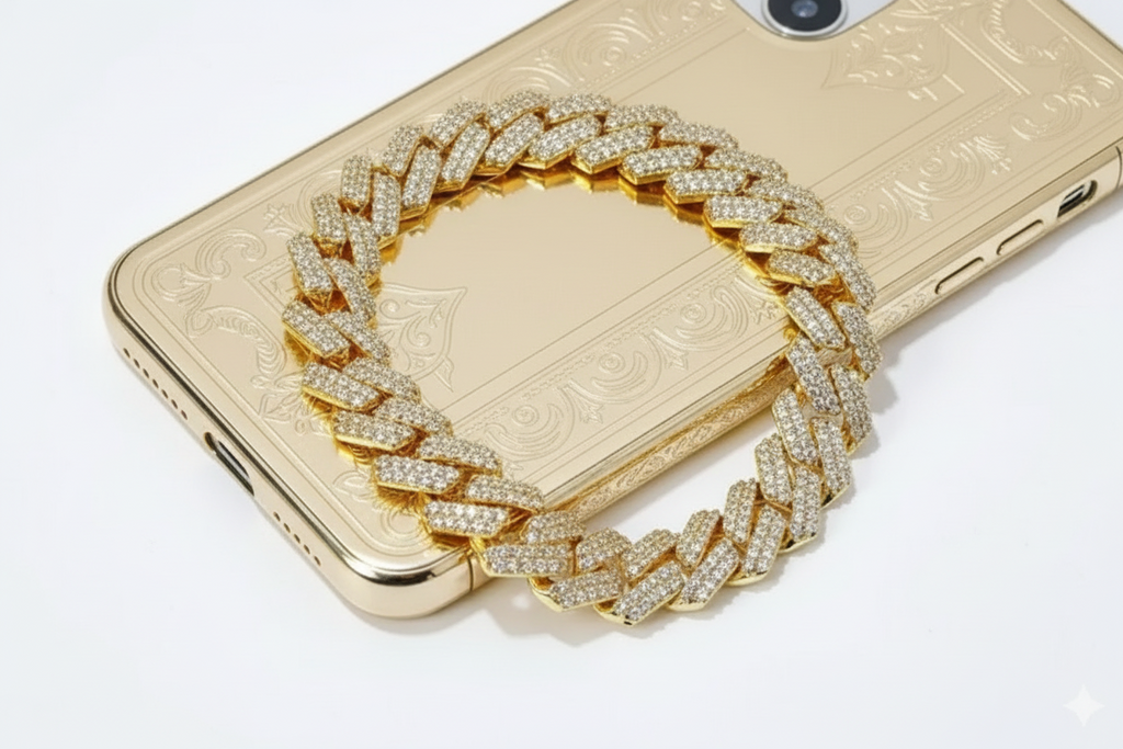 CUBAN GOLD CHAIN | Silver Tone Iced Bracelet |