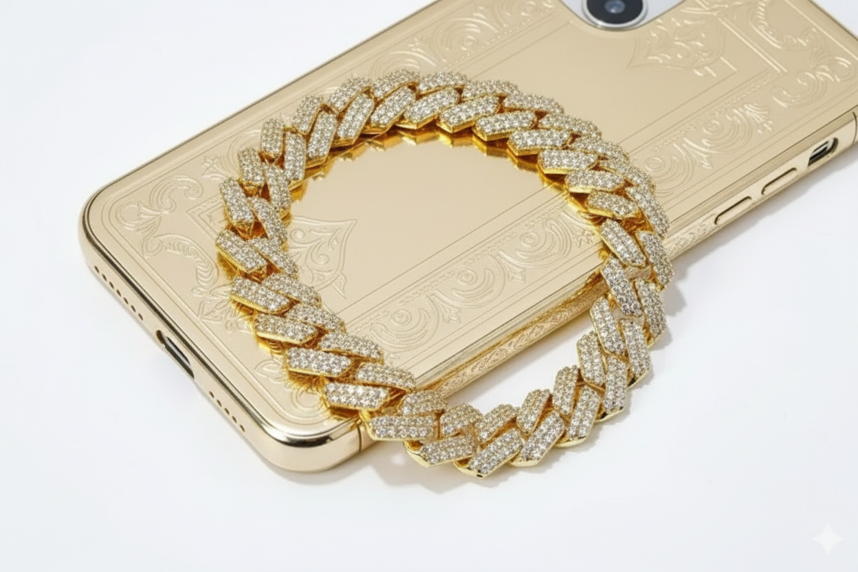 CUBAN GOLD CHAIN | Silver Tone Iced Bracelet |