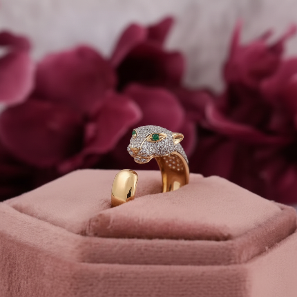 American diamond stone gold ring